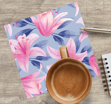 Dessous de verre motif floral avec lys roses - TenStickers