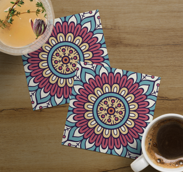 Dessous de verre motif floral circulaire - TenStickers