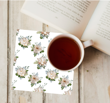 Dessous de verre motif floral sur fond blanc - TenStickers