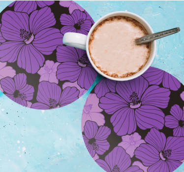Dessous de verre motif floral violet vibrant - TenStickers