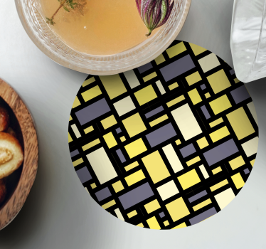 Dessous de verre motif géométrique jaune et gris - TenStickers