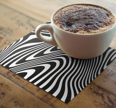 Dessous de verre motif ondulé noir et blanc - TenStickers