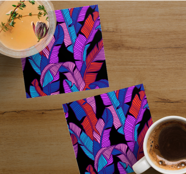 Dessous de verre motifs de feuilles vibrants - TenStickers