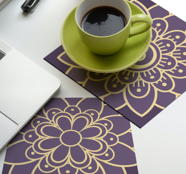 Dessous de verre motifs floraux dorés - TenStickers