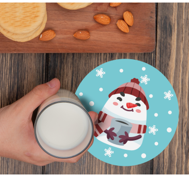 Dessous de verre noël bonhomme de neige avec tasse - TenStickers