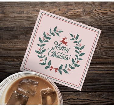 Dessous de verre noël couronne de houx renne - TenStickers