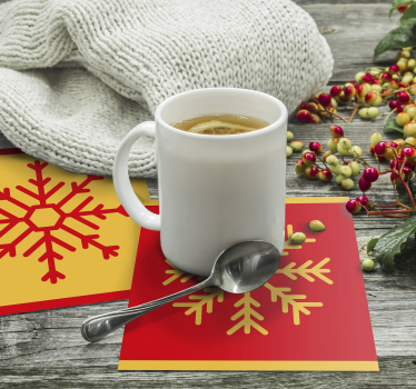 Dessous de verre noël motif flocon rouge et jaune - TenStickers