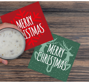 Dessous de verre noël motifs verts et rouges - TenStickers