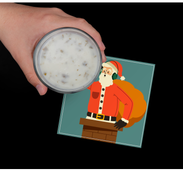 Dessous de verre noël père noël à l'écoute cheminée - TenStickers