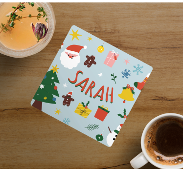 Dessous de verre noël père noël et cadeaux festifs - TenStickers