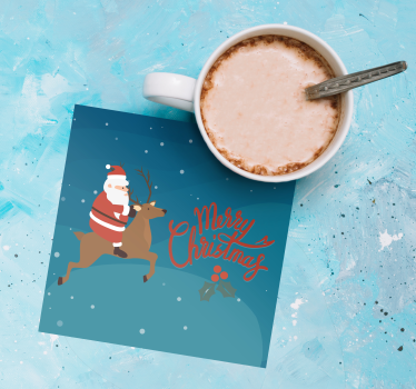 Dessous de verre noël père noël sur un renne - TenStickers