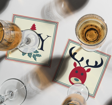 Dessous de verre noël renne et houx - TenStickers