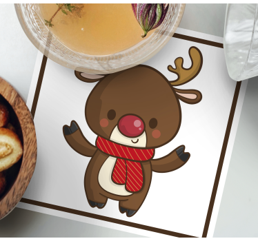 Dessous de verre noël renne joyeux avec écharpe - TenStickers