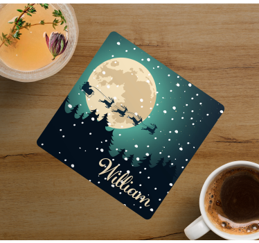 Dessous de verre noël traîneau de noël lune - TenStickers