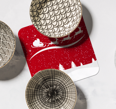 Dessous de verre noël traîneau du père noël avec rennes - TenStickers