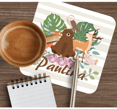 Dessous de verre personnalisable animaux mignons en groupe - TenStickers