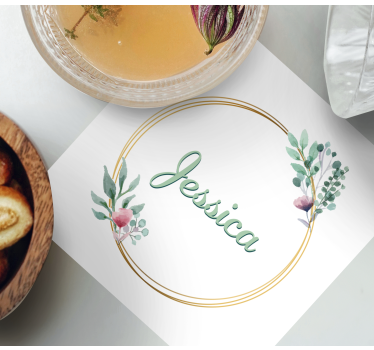 Dessous de verre personnalisable avec nom floral - TenStickers