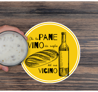 Dessous de verre personnalisable bouteille de vin et pain - TenStickers
