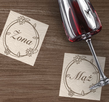 Dessous de verre personnalisable cadre floral monogramme - TenStickers