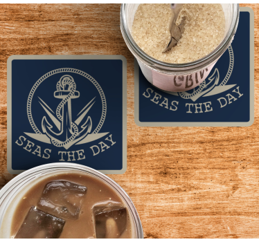 Dessous de verre personnalisable Conception d'ancre bleue - TenStickers