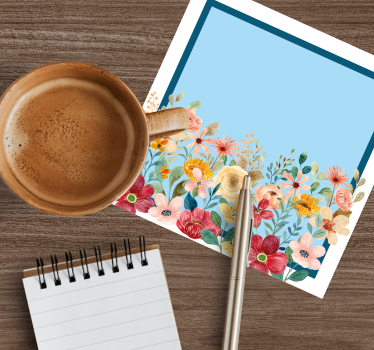 Dessous de verre personnalisable design bord floral - TenStickers
