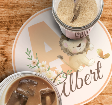 Dessous de verre personnalisable design de lion ludique - TenStickers