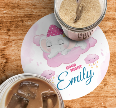 Dessous de verre personnalisable design Éléphant endormi - TenStickers