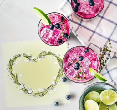 Dessous de verre personnalisable élément floral en cœur - TenStickers
