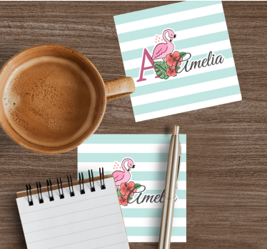 Dessous de verre personnalisable flamant floral - TenStickers