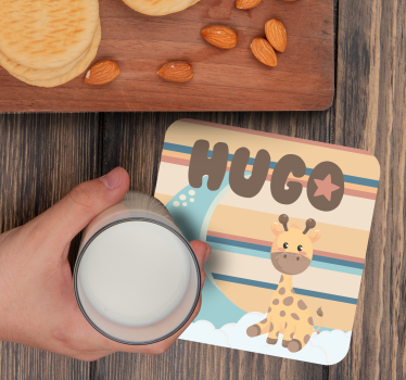Dessous de verre personnalisable girafe câline - TenStickers
