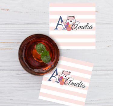 Dessous de verre personnalisable illustration renard - TenStickers