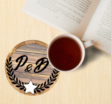 Dessous de verre personnalisable initiales en bois - TenStickers