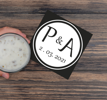 Dessous de verre personnalisable initiales monogramme - TenStickers