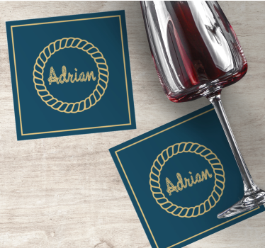 Dessous de verre personnalisable monogramme en corde - TenStickers