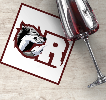 Dessous de verre personnalisable monogramme loup - TenStickers