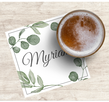 Dessous de verre personnalisable motif feuilles élégant - TenStickers