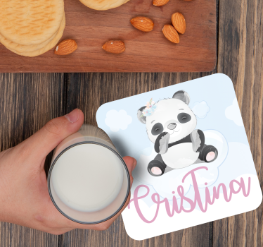 Dessous de verre personnalisable panda fantaisie - TenStickers
