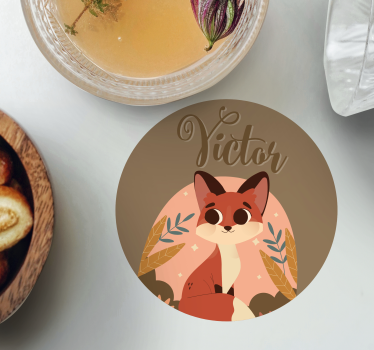 Dessous de verre personnalisable renard mignon - TenStickers