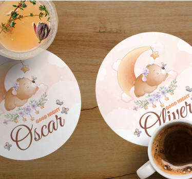 Dessous de verre personnalisable thème ours mignon coucher - TenStickers