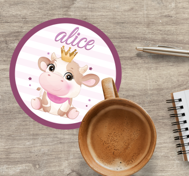 Dessous de verre personnalisable vache adorable - TenStickers