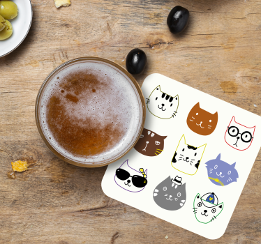 Dessous de verre pour les bizarres Chats drôles colorés mignons - TenStickers