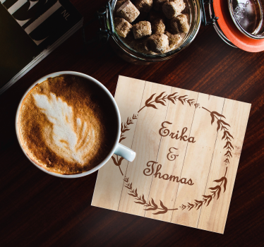 Dessous de verre pour mariage Branche d'olivier en bois - TenStickers