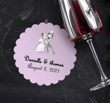 Dessous de verre mariage Fiancés s'embrassant avec cœurs volants - TenStickers