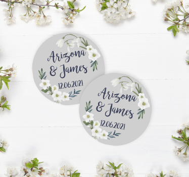 dessous de verre pour mariage Mariage floral personnalisable - TenStickers