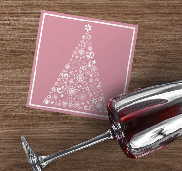 Dessous de verre pour noel Arbre de fête sur rose - TenStickers