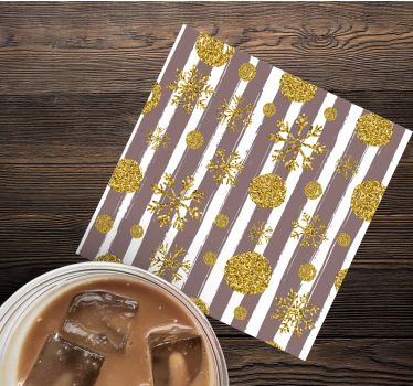 Dessous de verre pour noel Boules d'or et flocons de neige - TenStickers