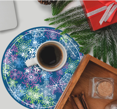 Dessous de verre Noël flocons de neige illuminés sur fond bleu - TenStickers