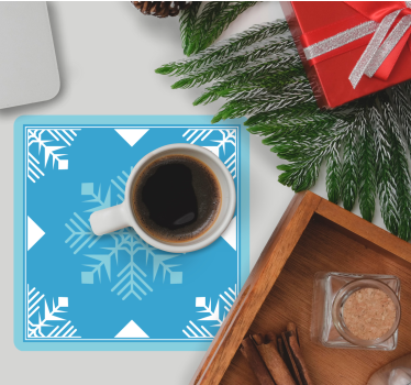 Dessous de verre pour noel Tons bleus de flocons de neige - TenStickers