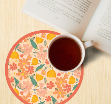 Dessous de verre surface ronde à motif floral - TenStickers