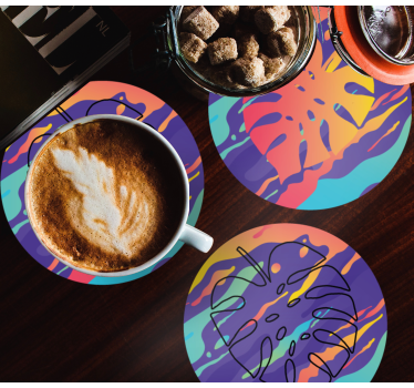 Sous-verre art abstrait avec une feuille colorée - TenStickers